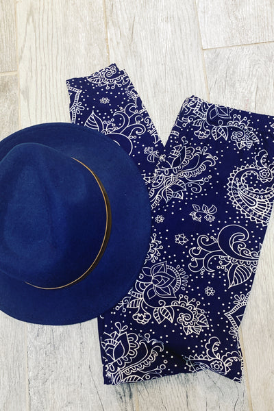 Blue/White Paisley Boho Print Leggings