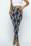 Black/White Abstract Stroke Print Leggings
