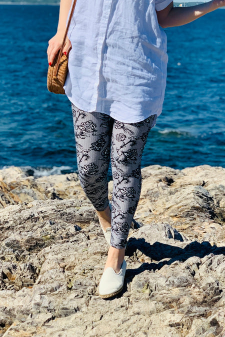 Blue Swirl Print Leggings