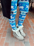 blue white christmas  reindeer leggings buttery Soft Microfiber High Waist Fashion Patterned Celebrity Leggings for Women plus size