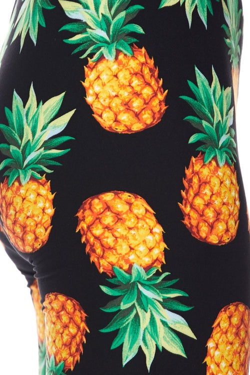 orange pineapple buttery Soft Microfiber High Waist Fashion Patterned Celebrity Leggings for Women  plus size