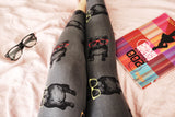 grey french bulldog in glasses buttery Soft Microfiber High Waist Fashion Patterned Celebrity Leggings for Women plus size