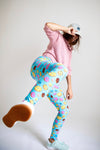 Blue Donut Print Leggings