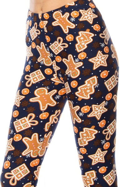 Gingerbread Cookie Print Christmas Print QUEEN SIZE Leggings