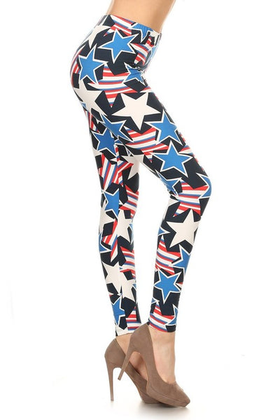 american flag Ultra Soft Microfiber High Waist Fashion Patterned Leggings for Women one size