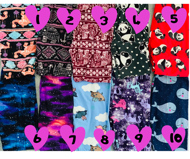 kids buttery Soft Microfiber High Waist Fashion Patterned Celebrity Leggings 