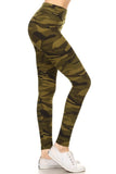 olive army camouflage yoga waist buttery Soft Microfiber High Waist Fashion Patterned Celebrity Leggings for Women one size
