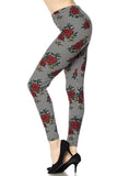 Houndstooth /Rose Print QUEEN SIZE Leggings