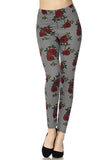 Houndstooth/Rose Print Leggings