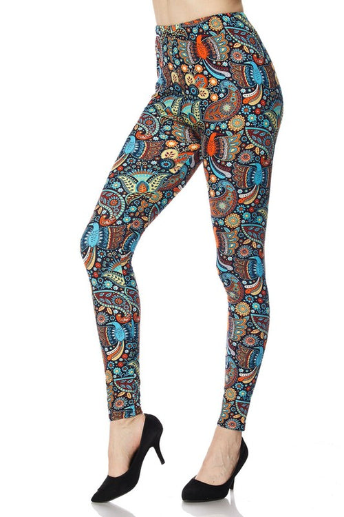 Multicolor Paisley Boho Print QUEEN SIZE Leggings