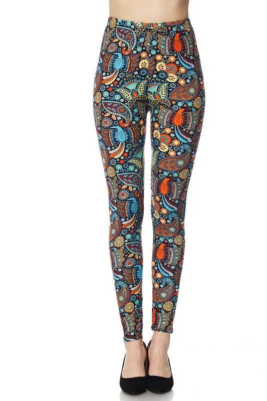 Multicolor Paisley Boho Print QUEEN SIZE Leggings