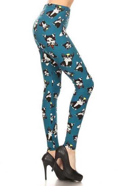 Boston Terrier French Bulldog Print QUEEN SIZE Leggings