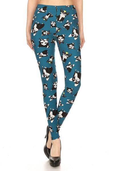 Boston Terrier French Bulldog Print QUEEN SIZE Leggings