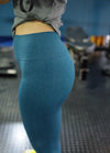 Yoga Waist 5 Inch Blue Seamless Workout Leggings