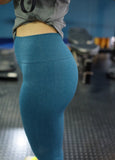 Yoga Waist 5 Inch Blue Seamless Workout Leggings