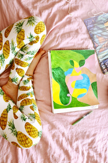 Pineapple (Orange) Print QUEEN SIZE Leggings