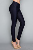 blue denim stretchy leggings buttery Soft Microfiber High Waist Fashion Patterned Celebrity Leggings for Women one size