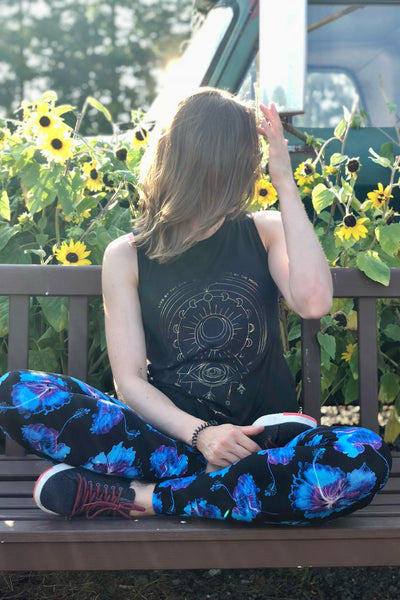 Blue Flower Print Leggings