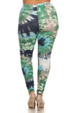 Green/Blue Tie Die Print QUEEN SIZE Leggings