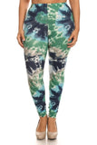 Green/Blue Tie Die Print QUEEN SIZE Leggings