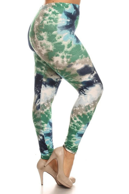 Yoga Waist Green Plaid Print QUEEN SIZE Leggings
