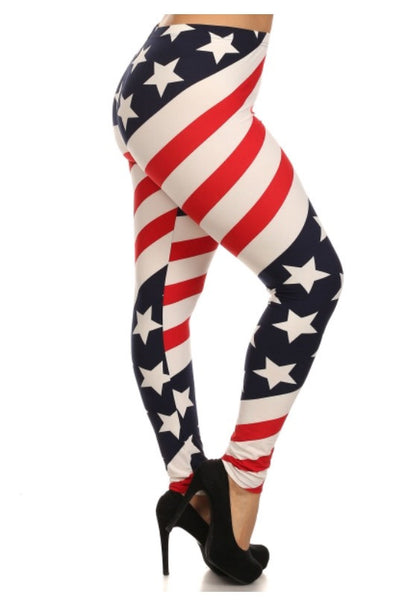 American flag patriotic Print Buttery Soft Leggings plus Size 
