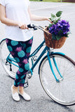teal pink pineapple buttery Soft Microfiber High Waist Fashion Patterned Celebrity Leggings for Women plus size
