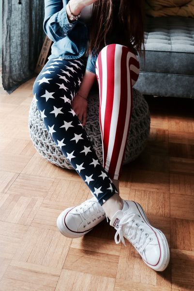 Ultra soft microfiber American flag print leggings one size 