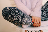 Navy Lace Print Leggings