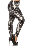 black and white abstract tribal christmas reindeer leggings holiday festive buttery Soft Microfiber High Waist Fashion Patterned Leggings for Women plus size