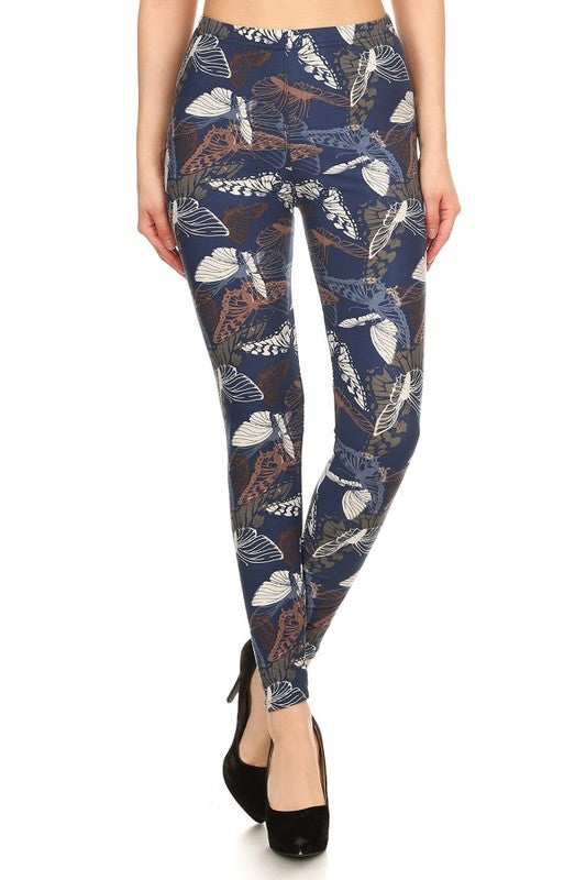 Blue/Beige Butterfly Print QUEEN SIZE Leggings