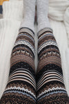 Brown/Gray Nordic Christmas Print QUEEN SIZE Leggings