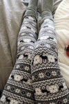 Yoga Waist 5 Inch Gray Reindeer Christmas Print Leggings