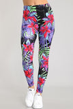 pink purple tropical buttery Soft Microfiber High Waist Fashion Patterned Celebrity Leggings for Women one size