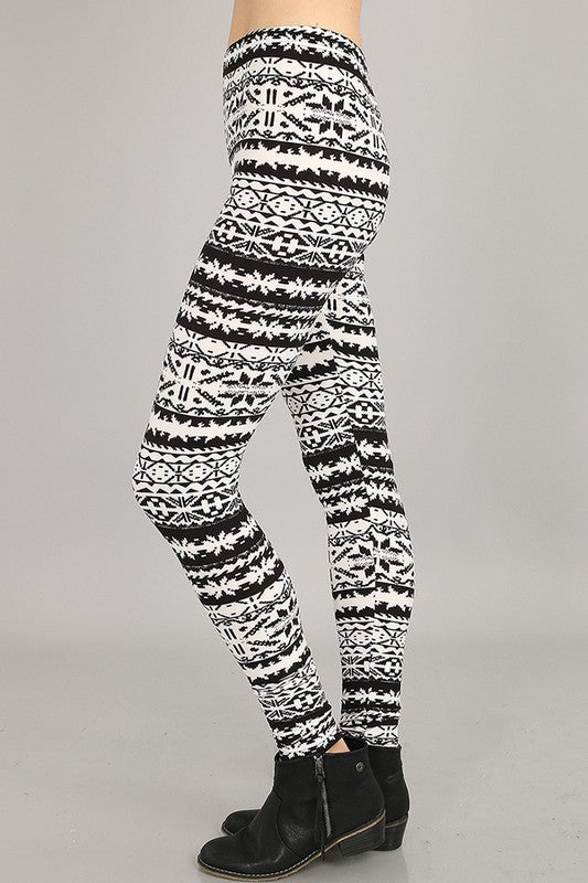 Black/ White Nordic Print Leggings