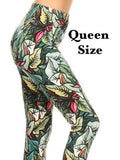 Green Leaf Print QUEEN SIZE Leggings