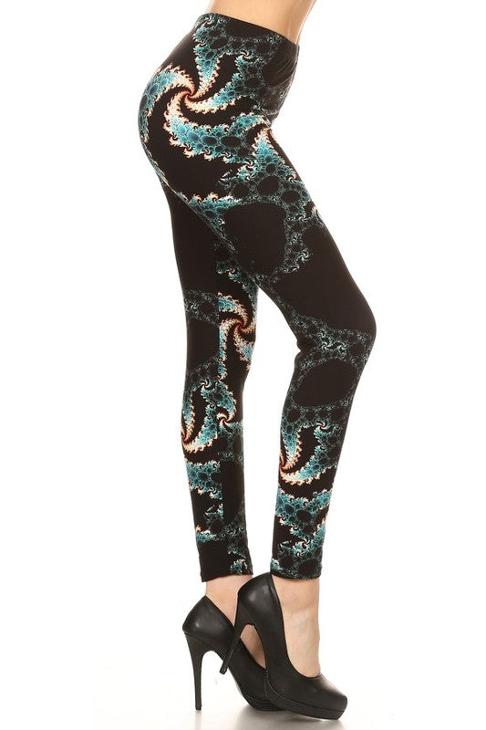 Multicolor Swirl Boho Print Leggings