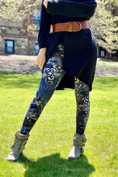 Floral Abstract Boho Print QUEEN SIZE Leggings