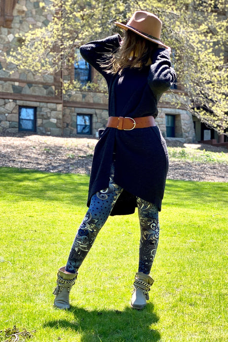 Blue Swirl Print Leggings