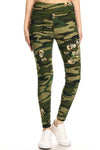 Yoga Waist Skull Army Print Leggings