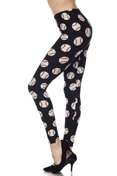 baseball buttery Soft Microfiber High Waist Fashion Patterned Leggings for Women one size