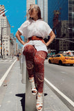 burgundy paisley bohemian buttery Soft Microfiber High Waist Fashion Patterned Celebrity Leggings for Women one size