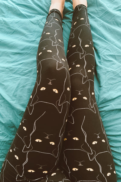 black cat halloween yoga waist buttery Soft Microfiber High Waist Fashion Patterned Celebrity Leggings for Women one size