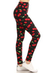 Yoga Waist (5 Inch)Cherry Print Leggings