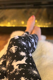 black white christmas reindeer  buttery Soft Microfiber High Waist Fashion Patterned Celebrity Leggings for Women one size