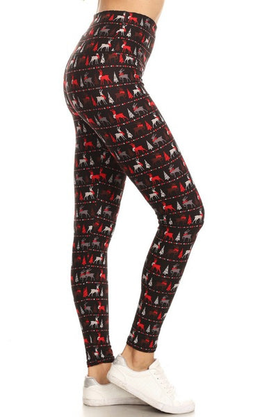 Yoga Waist 5 Inch Black/Red Reindeer Print Leggings – CELEBRITY LEGGINGS