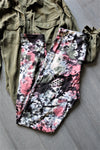 Yoga Waist 5 Inch Olive/Peach Tie Dye Print Leggings