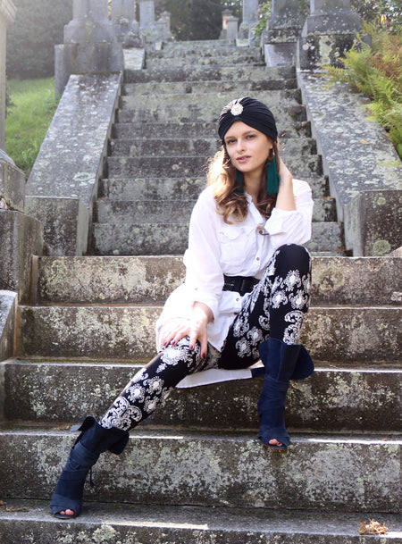 Yoga Waist 5" Abstract Flower Print  Leggings