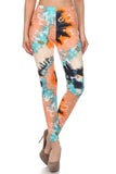 Tie Dye Orange/Blue Print Leggings