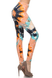 Tie Dye Orange/Blue Print Leggings